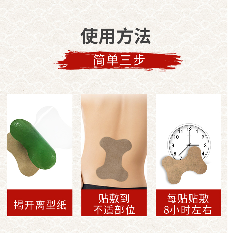 艾草腰椎貼怎么貼，使用說明，艾腰貼的位置圖